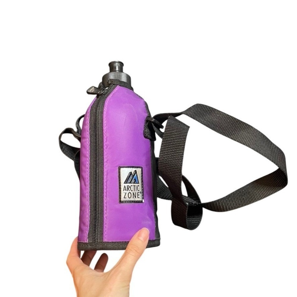 Arctic Zone Insulated Water Bottle‎ Carrier Purple Adjustable Shoulder Strap Zip